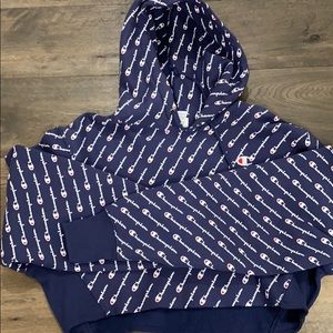 Cropped Blue Champion hoodie